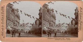 George V, visit to Toronto, 1901, decorations on Adelaide Street East, looking e