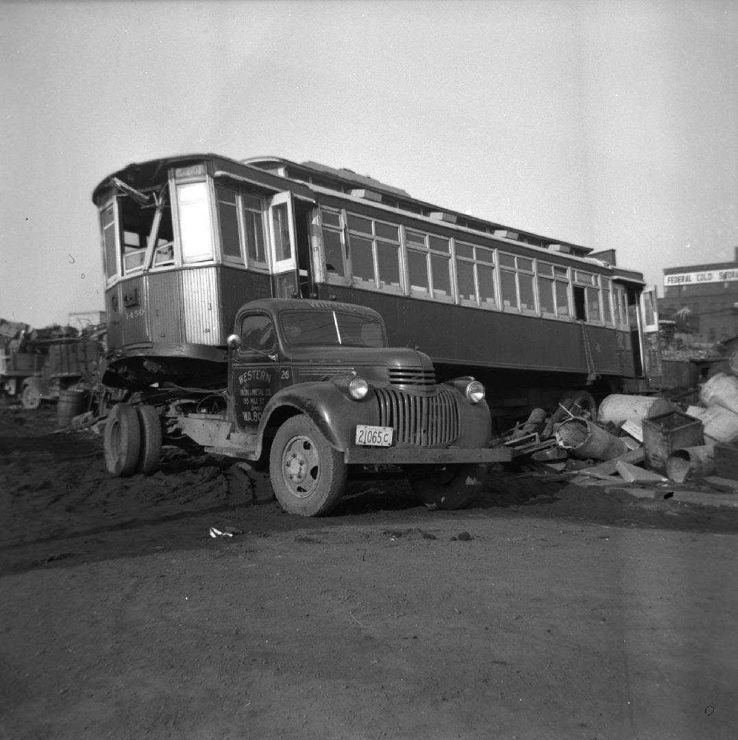 T.T.C., #1450, at Western Iron & Metal Co., Mill St., about to be scrapped