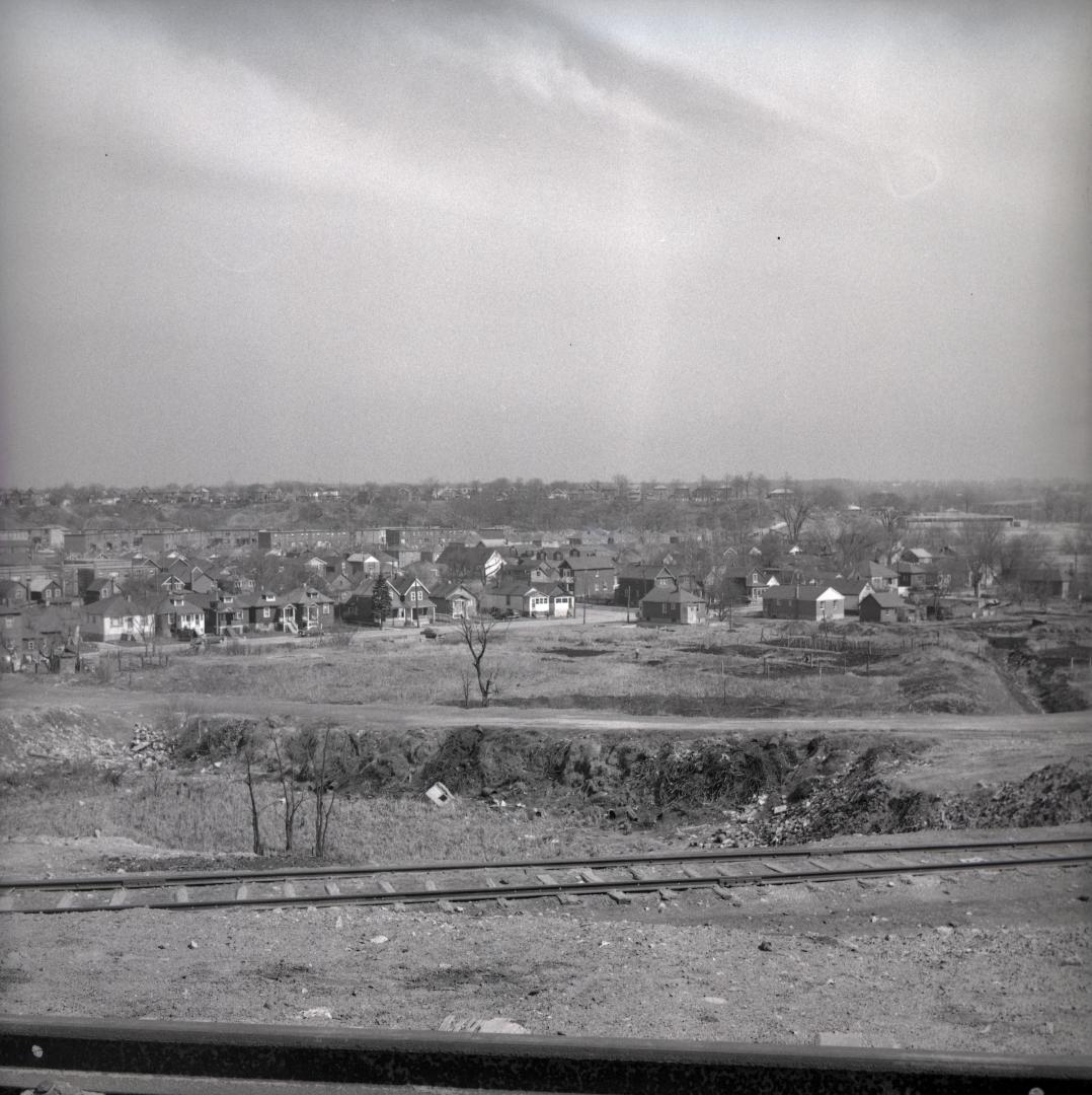 Weston Road, looking west from north of Rogers Road across Weston Road to Porter Avenue, Toronto, Ontario