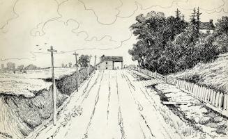 The Second Toll Gate, Yonge Street at Hogg's Hollow, Looking South, Toronto, 1886. It is a draw ...
