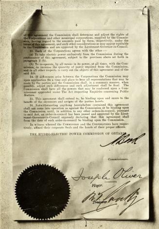 Hydro-Electric Power Commission of Ontario, last page of contract signed with City of Toronto