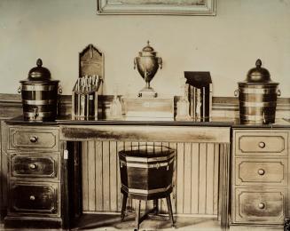 Canadian Historical Exhibition, 1899, Victoria College, sideboard belonging to William Jarvis, and cellarette