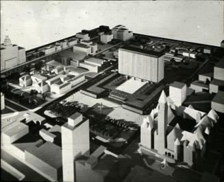 William Hayward and Associates entry, City Hall and Square Competition, Toronto, 1958, architectural model in situ
