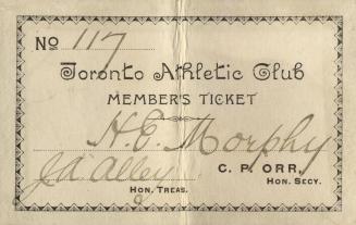 Toronto Athletic Club member's ticket