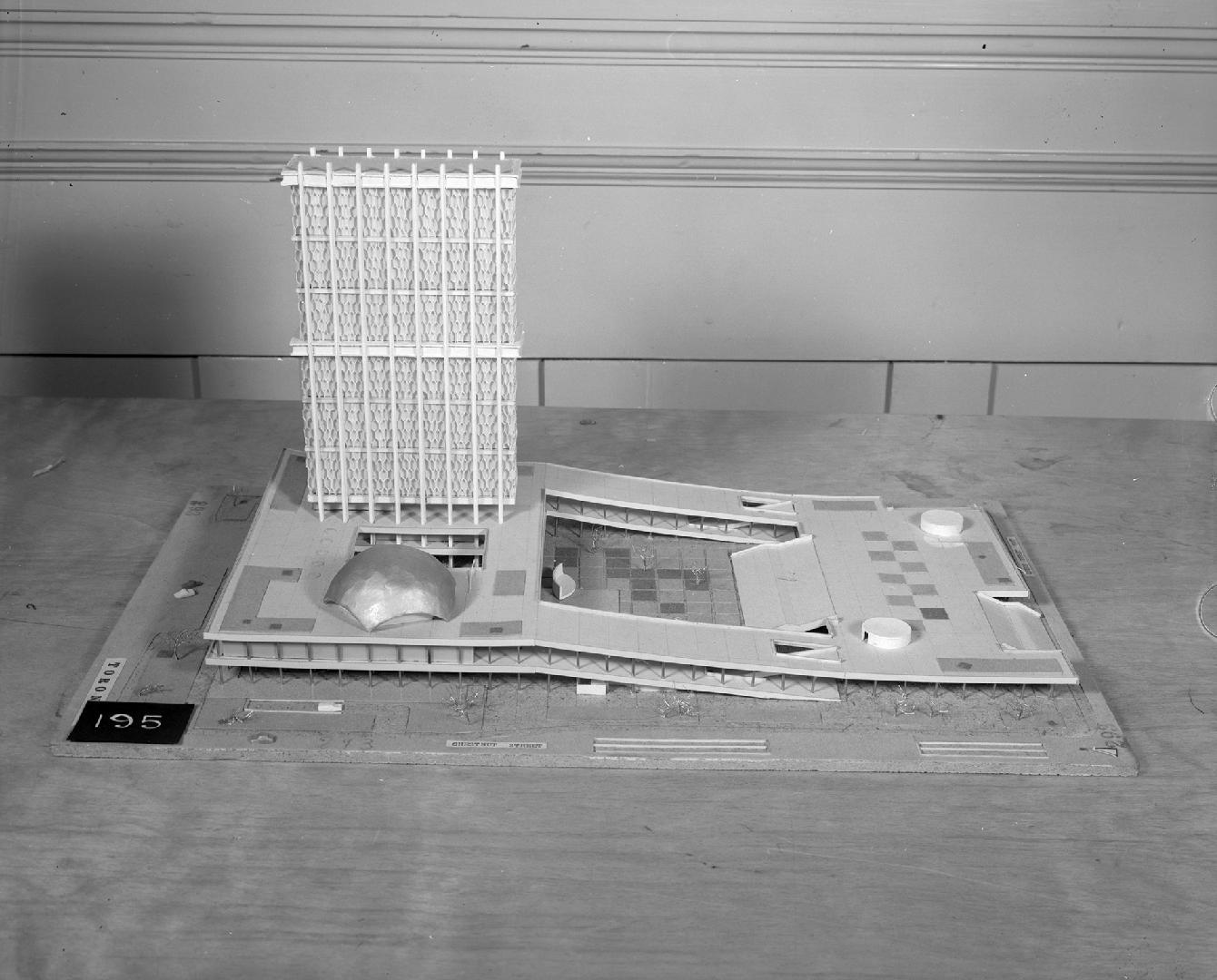 Fukunaga Mitsuya entry, City Hall and Square Competition, Toronto, 1958, architectural model