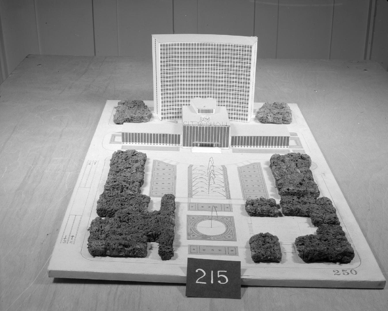 Jose M. Bustinduy Rodriguez entry, City Hall and Square Competition, Toronto, 1958, architectural model
