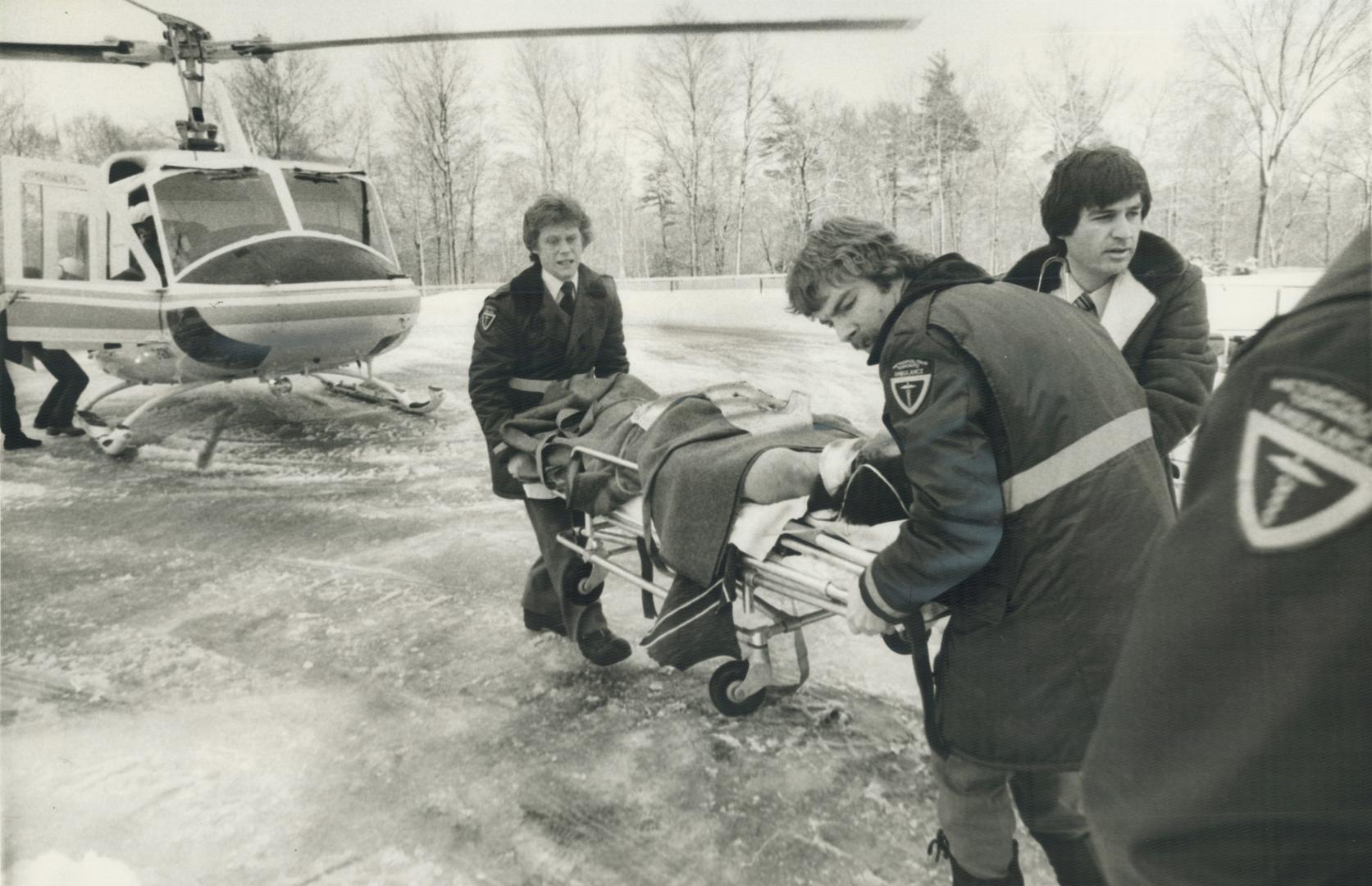 The scene outside Sunnybrook Medical Centre - one of several Metro hospitals to which today's worst-injured school bus crash victims were airlifted