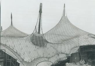 Germany's pavilion is brilliant construction of steel mesh and plasticized fabric supported by trussed masts