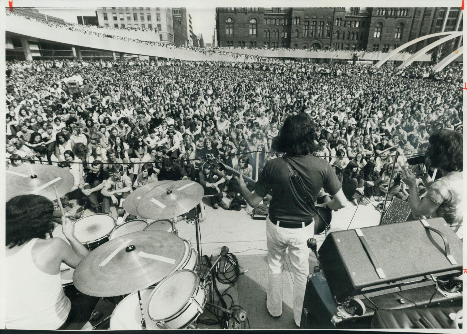 Toronto's Nathan Phillips Square-the scene of a free rock concert two years ago that drew more than 9,000 people of all ages, but no Dennis Braithwaite