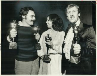 Happy Winners at Canadian Film Awards last night (from left) Jean Beaudin (best director), Monique Mercure (best actress), and Len Cariou (best actor)(...)