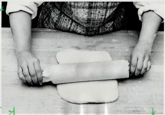 Form part of dough in rectangle, Press out bubbles, roll up dough, jelly-roll fashion