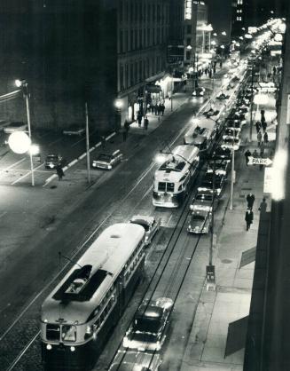 When the lights went on after last night's power failure pedestrians found streetcars lined up