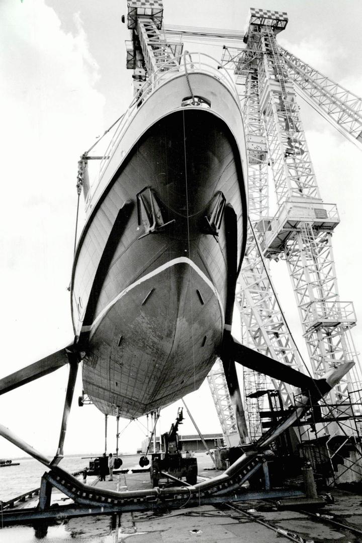 Foiled: The hydrofoil Prince of Niagara is drydocked for maintenance at Toronto Harbour