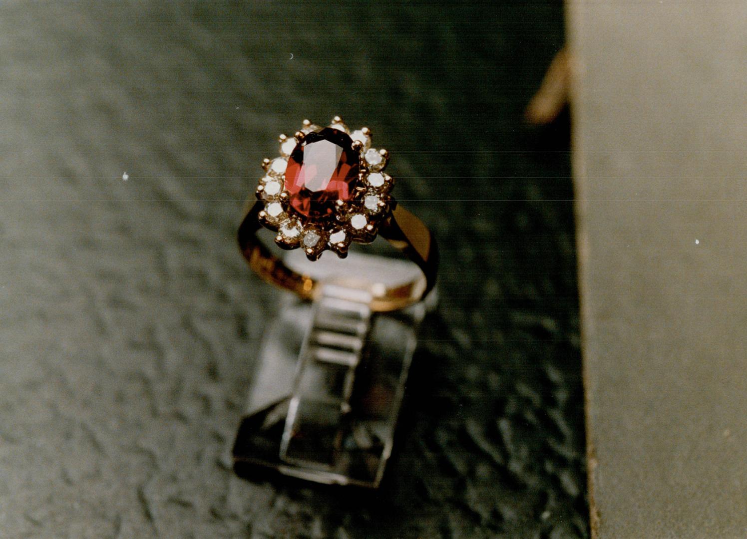 Bright: Right, rhodolite garnet and diamond ring, $899, All Gems