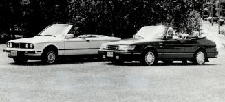 It was hard to wrestle these cars back from Star staffers Alice Hooton (left) in the BMW 325i Cabriolet and Kym Adams in the Saab 900 Turbo Convertible