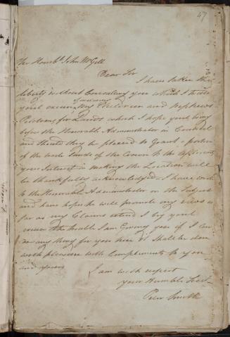 Letter from Peter Smith to John McGill, n