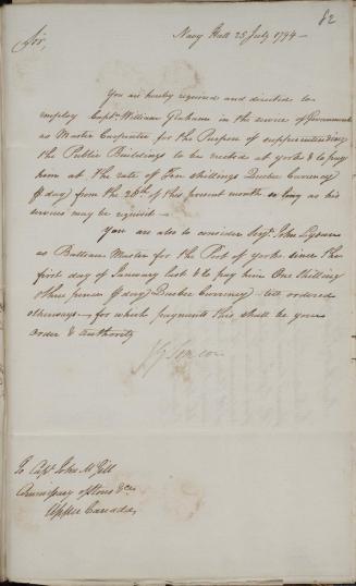 Letter from John Graves Simcoe to John McGill, 25 July 1794