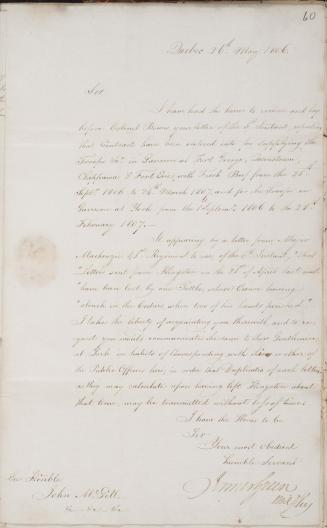 Letter from James Green to John McGill, 26 May 1806