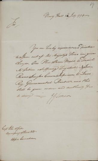 Letter from John Graves Simcoe to John McGill, 22 July 1794