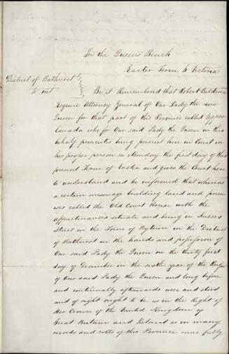 Drafts of letter from Robert Baldwin as Atourney General to the Queen's Bench regarding George Patterson