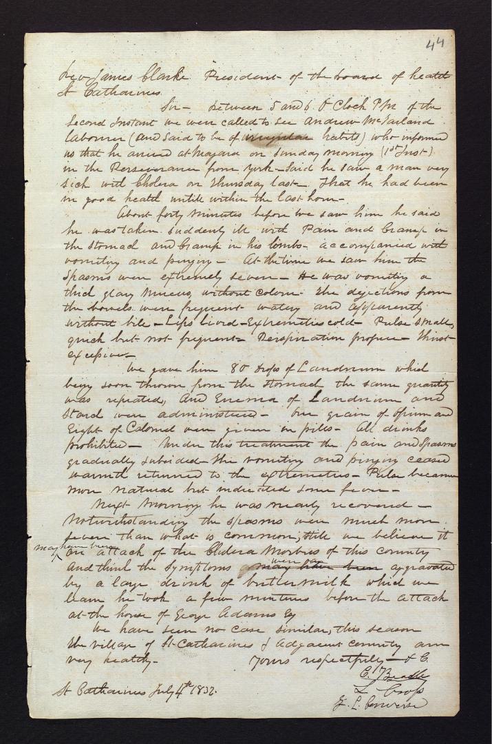 Letter from C. Beadle to Rev. James Clarke, July 4, 1832