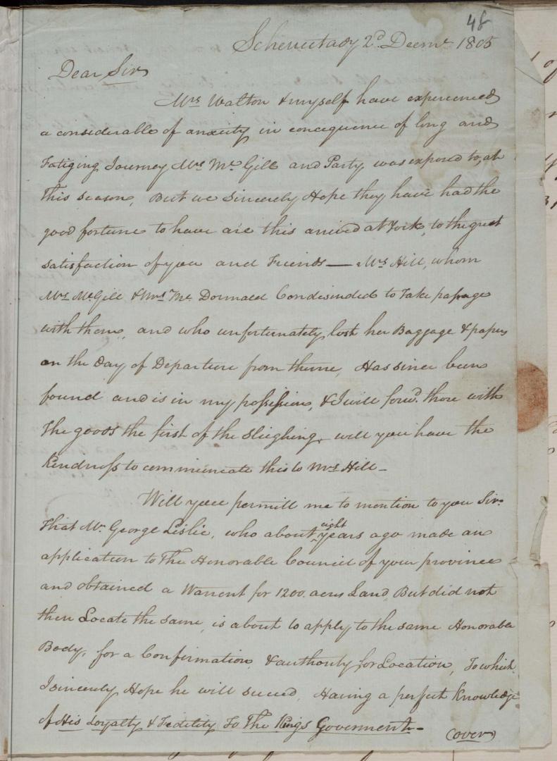 Letter from J. Walton to John McGill, 2 Dec. 1805