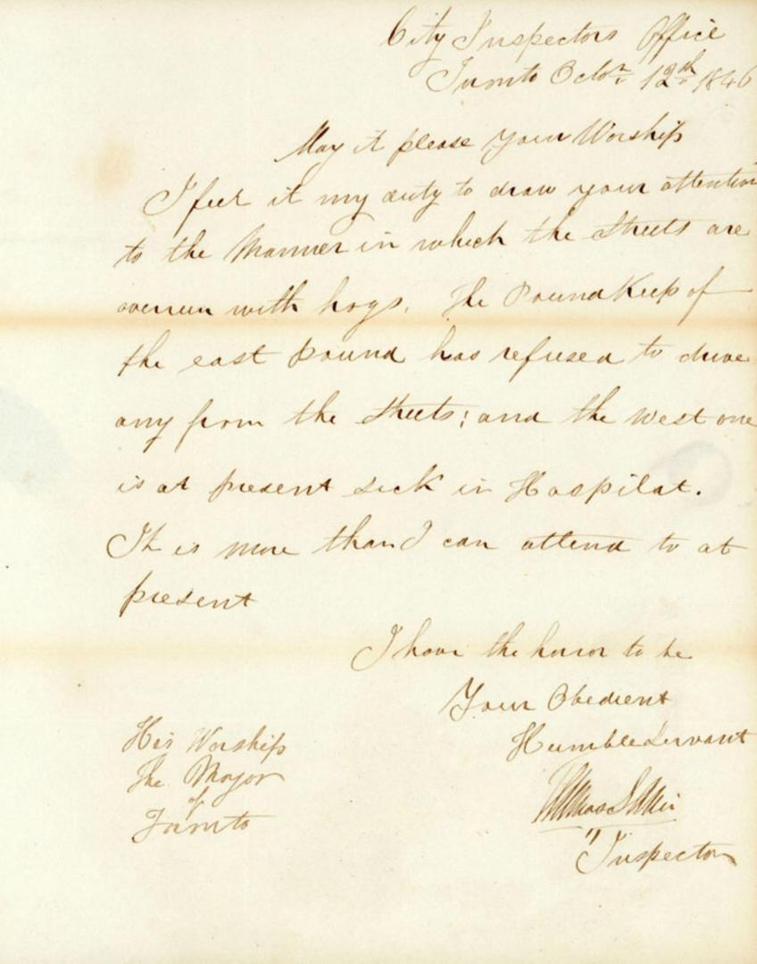 Inspector's report, 12 Oct. 1846