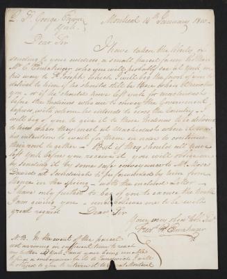 Letter from Fredk. W. Ermantinger to Quetton de St. George, 14 Jan. 1810