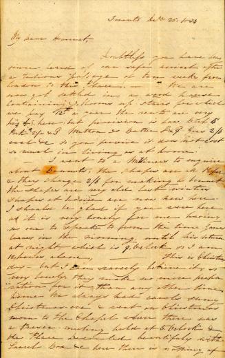 Letter to Harriet Stabback from Mary Stabback, Dec