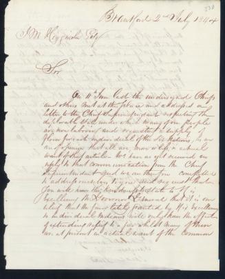 Petition from Six Nations chiefs to J. M. Higginson, Brantford, July 2, 1844
