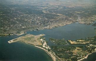 Color photograph of an Ariel shot of a harbor.