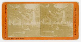Pictures show two people sitting on the grass in front of tombstones.