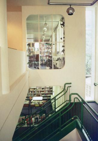 Entrance and staircase in library building. 