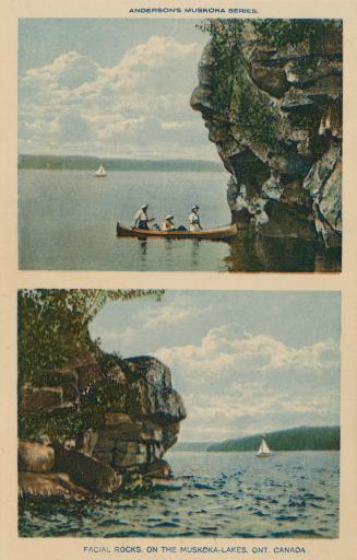 Two pictures, each with a different perspective of a rock formation in the shape of Queen Victo ...