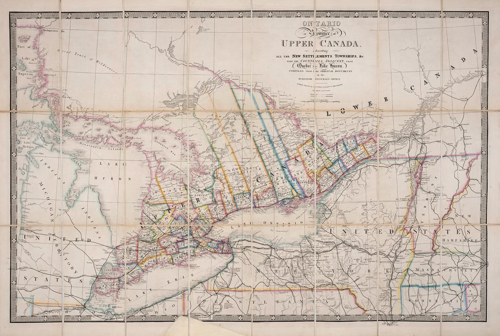 A map of the province of Upper Canada describing all the settlements and townships &c. with the countries adjacent from Quebec to Lake Huron
