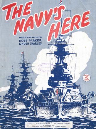 Cover features: title and composer information against a background drawing of naval ships unde ...