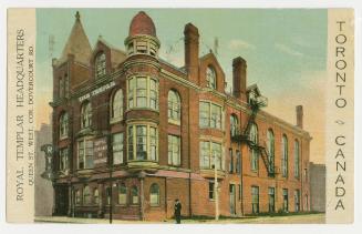 Colour postcard depicting a photo of a building with caption, "Royal Templar Headquarters". The ...
