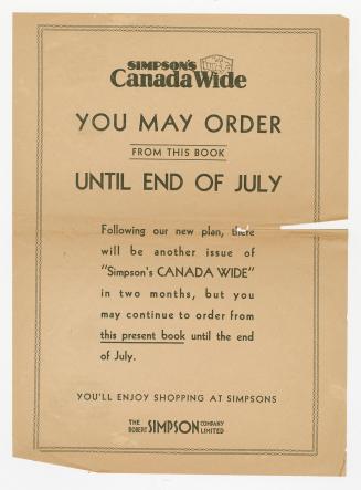 Simpson's Canada wide you may order from this book until end of July