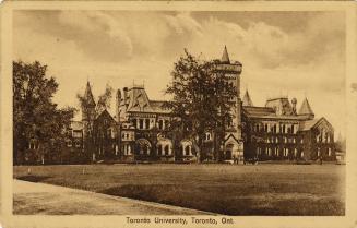 Sepia-toned photo postcard depicting an illustration of University College at the University of ...