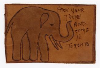 Elephant design burnt into leather.