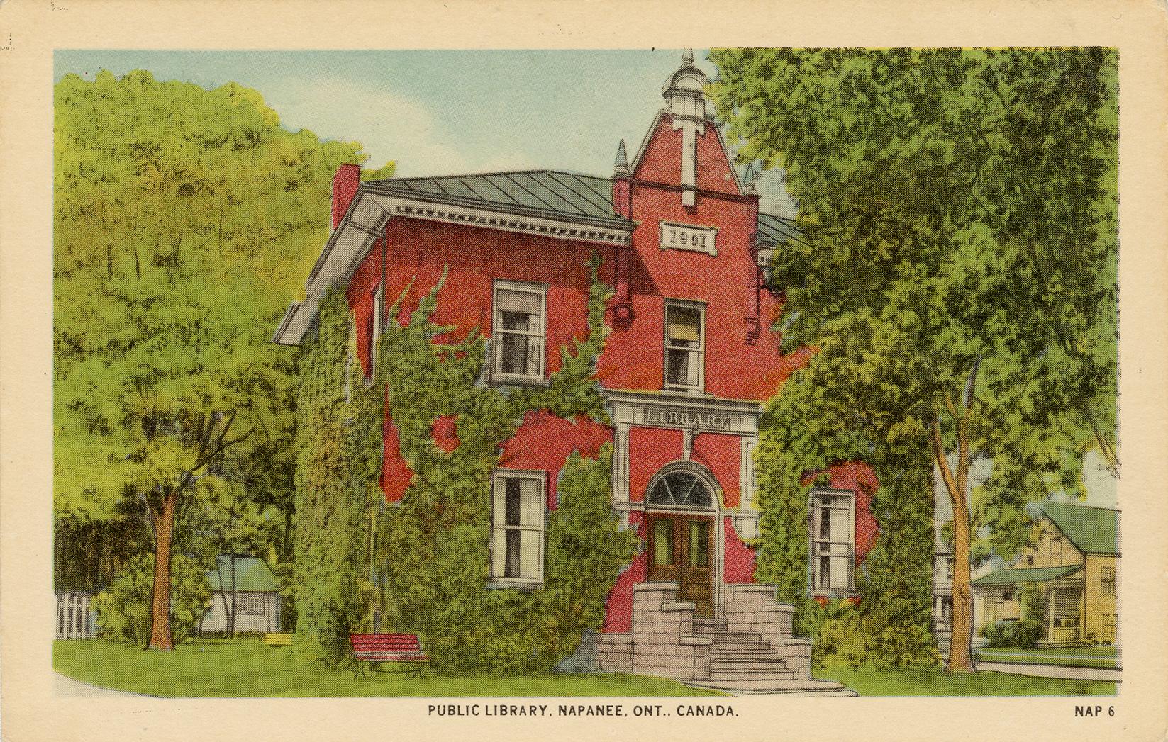 Picture of two storey brick library building. 