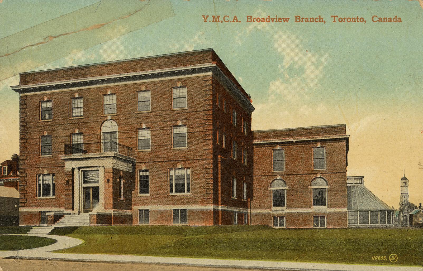 Colour postcard depicting the exterior front of a brown building with the caption at the top th ...