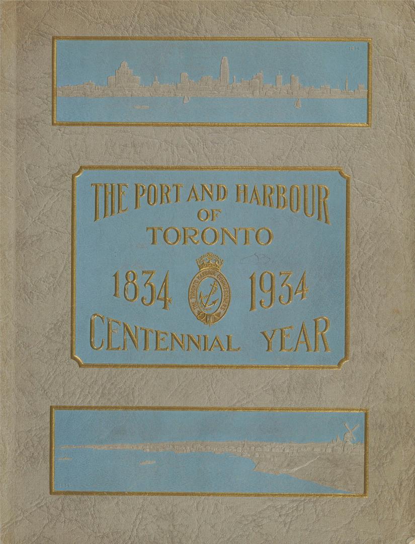 Silver cover book with Harbour Comissioner's logo and picture harbour along the bottom. 