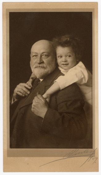 Black and white photograph of Augustus N. Abbott with grandfather, Augustus F. Nightingale.