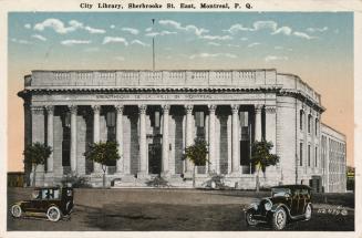 Picture of large stone library with pillars along the front. 