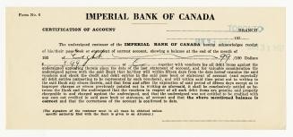 Imperial Bank of Canada certification of account