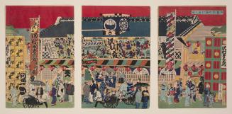 Japanese print of the opening of the Sawamura Theatre (polychrome)