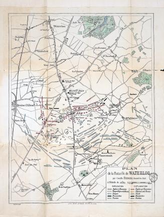 Plan of the Battle of Waterloo (1815) by Camille Berger, lithographed by Rene Berger in Braine- ...