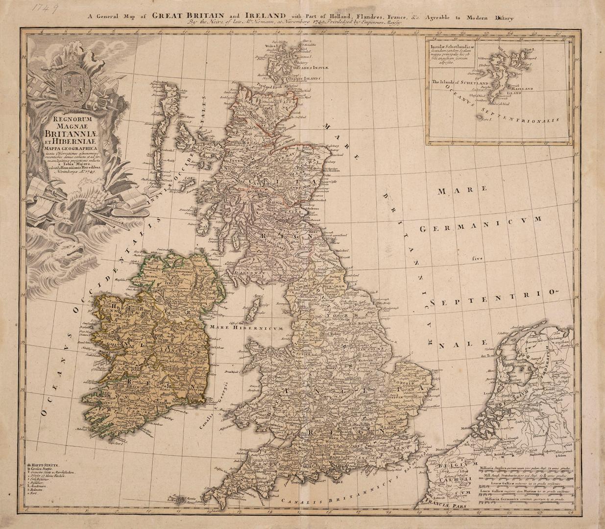 A General Map of Great Britain and Ireland with Part of Holland, Flanders, France, &C. Agreeable to Modern History