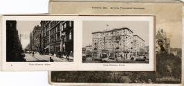 Sepia-toned photo postcard containing an inset photo montage of various Toronto buildings and a ...